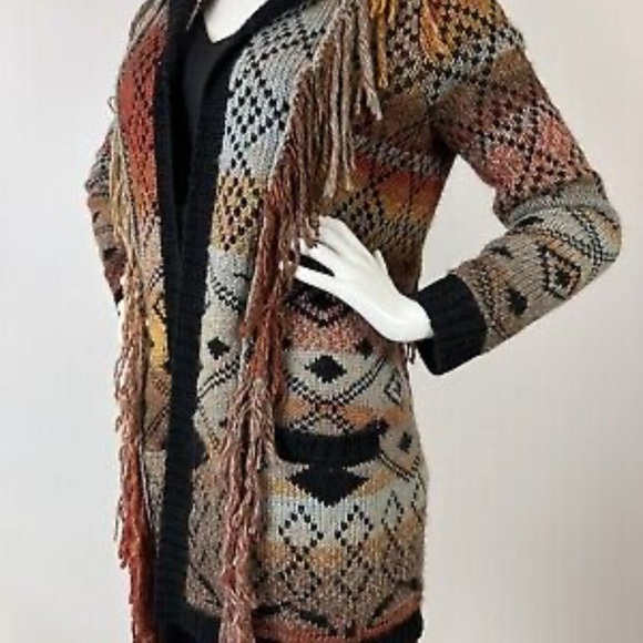 Multicolor Hooded Knit Cardigan - Picture 3 of 3